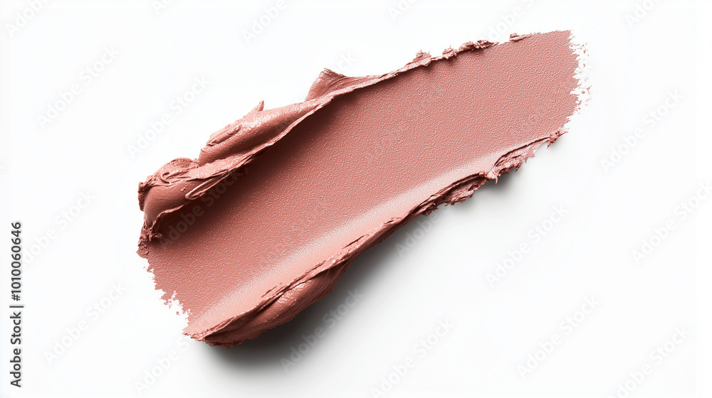 a single, elegant swatch of soft sand lipstick on white background, with soft color gradients and subtle sheen to highlight the texture and glossiness of lip makeup a single, elegant swatch of soft sand lipstick on white background, with soft color gradients and subtle sheen to highlight the texture and glossiness of lip makeup