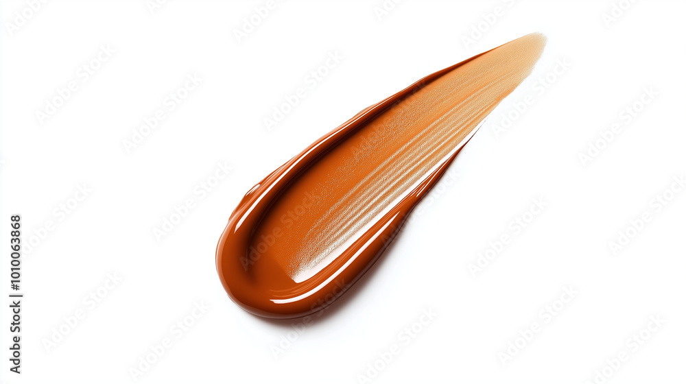 an exquisite swatch of deep sienna color liquid foundation on a pristine white background an exquisite swatch of deep sienna color liquid foundation on a pristine white background