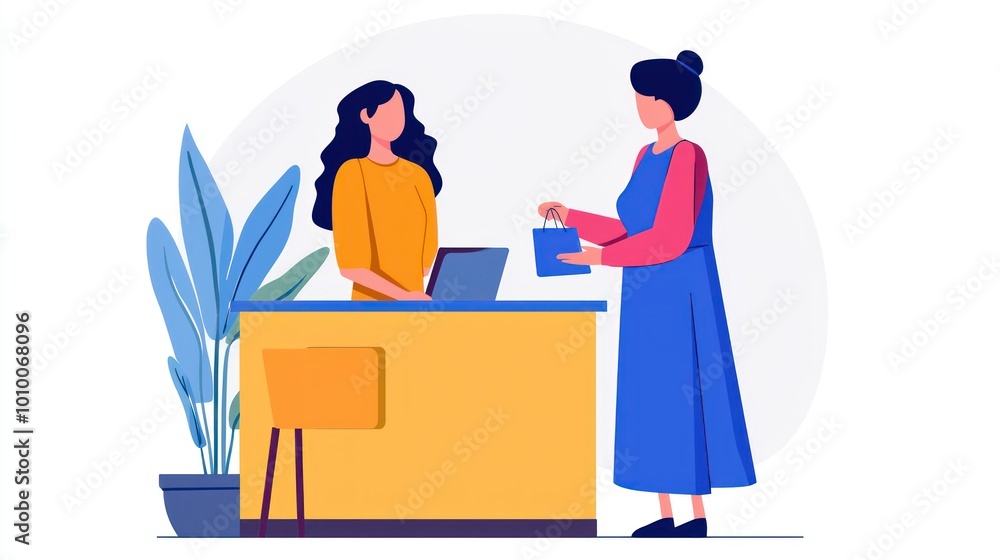 Friendly Cashier Providing Customer Care at Point of Sale in Offline Retail Store Friendly Cashier Providing Customer Care at Point of Sale in Offline Retail Store