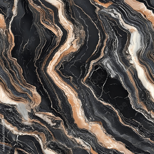 Black and Gold Swirling Marble Texture Background