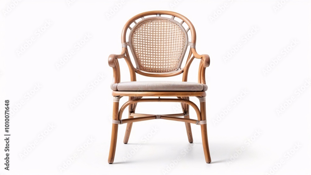 Wooden chair with wicker back and seat. Wooden chair with wicker back and seat.