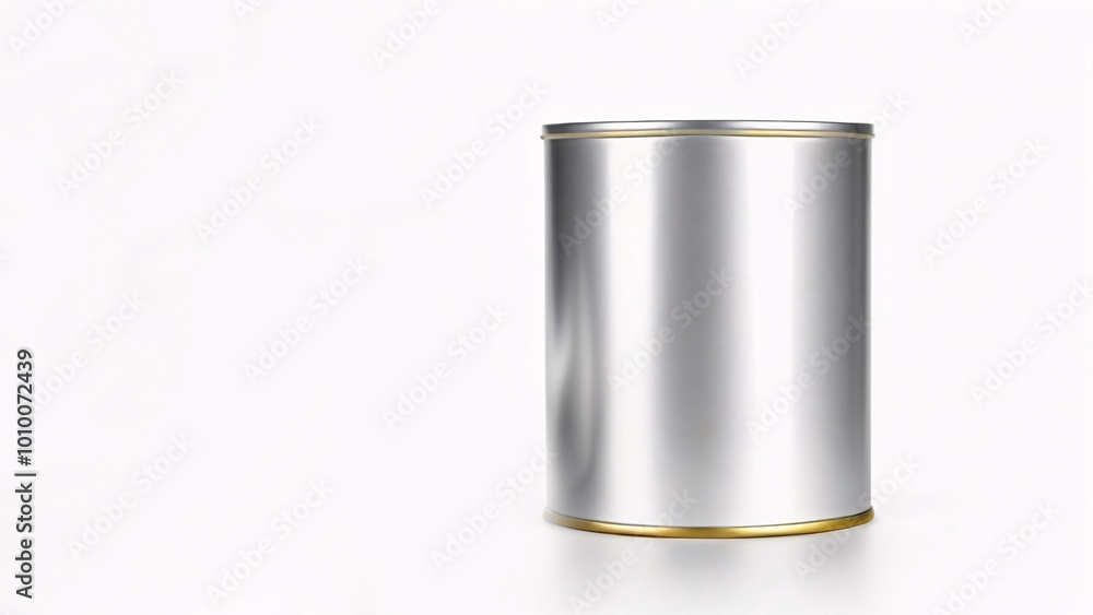 Silver can with gold trim isolated on white background. Silver can with gold trim isolated on white background.