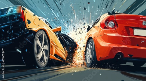 Collision of High-Performance Sports Cars on the Road