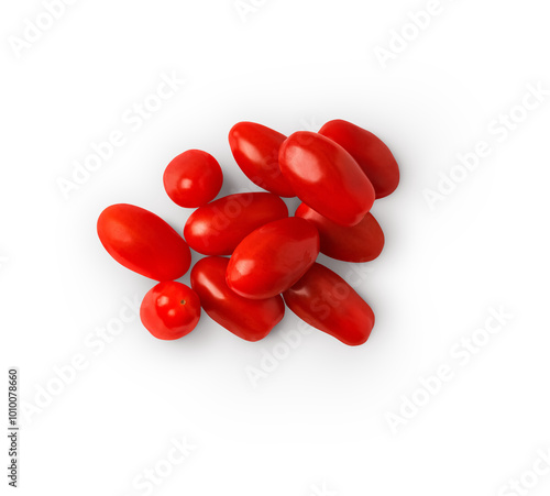 baby plum tomatoes with shadow isolated on transparent background