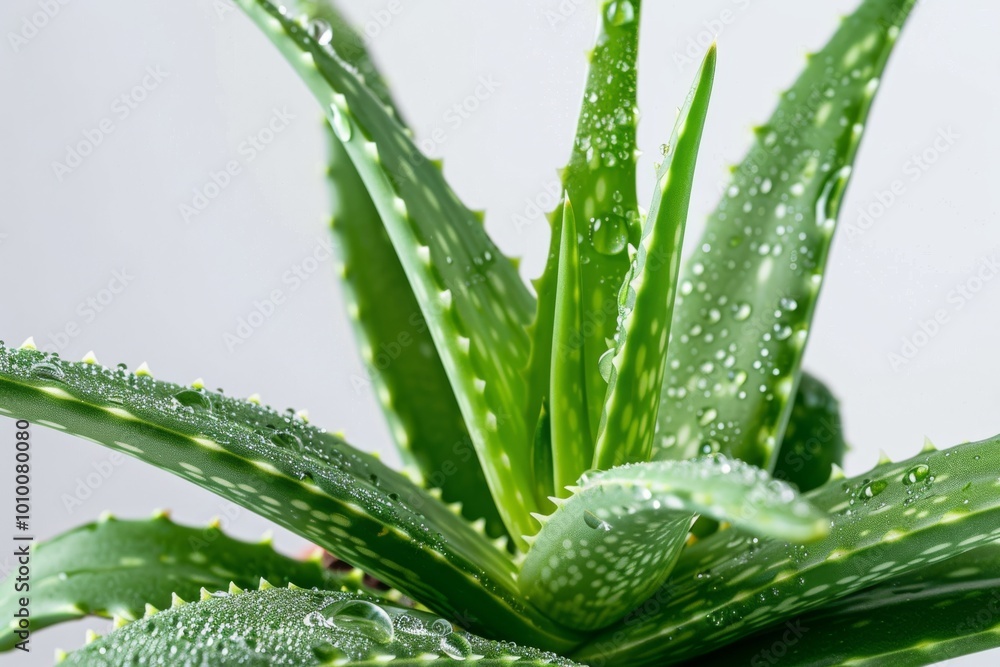 A complete aloe vera plant with 3-5 large leaves with fresh water droplets product photograph, clean light background, product photograph, Ultra HD, A complete aloe vera plant with 3-5 large leaves with fresh water droplets product photograph, clean light background, product photograph, Ultra HD,