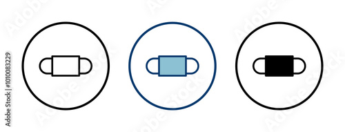 Mask icon vector isolated on white background. Man face with mask icon. Safety breathing masks. Industrial safety N95 mask. Medical mask vector icon.