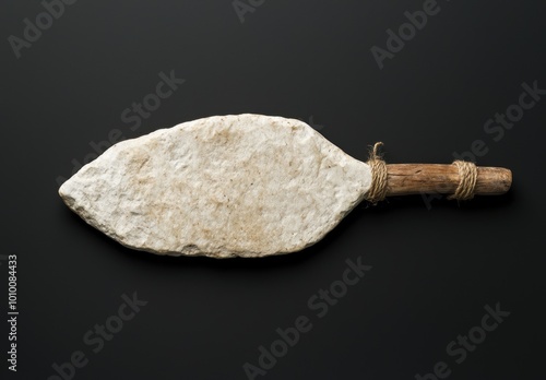 ancient stone tool with rope handle photo