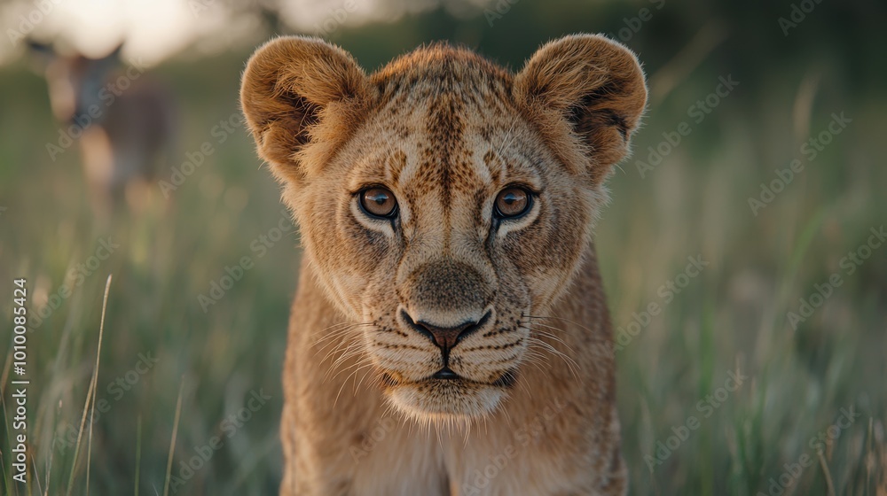 Closeup portrait of a majestic lion in the wild Closeup portrait of a majestic lion in the wild