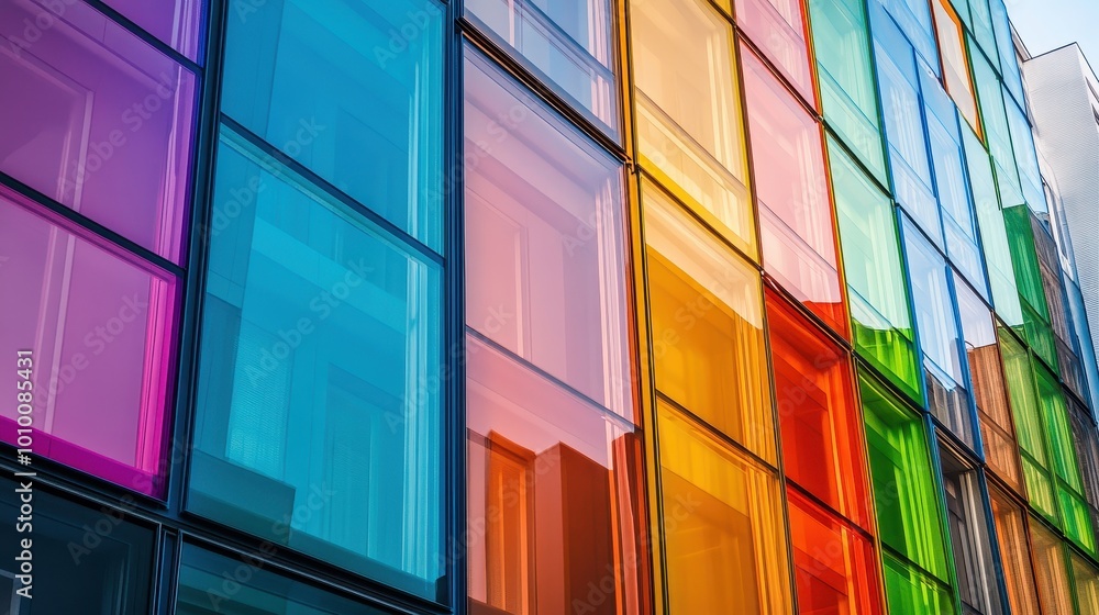 Colorful Glass Facade of a Modern Building Colorful Glass Facade of a Modern Building