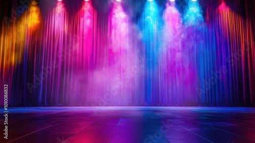 Vibrant Theatrical Stage Lights and Smoke