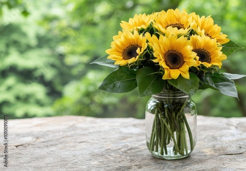 Wallpaper Mural Vibrant sunflowers in a glass jar Torontodigital.ca