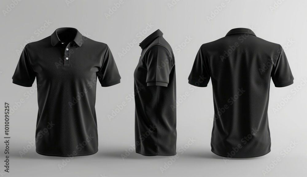 Black t-shirts displayed against neutral backdrop, versatile apparel staple blending style with comfort, timeless fashion essential. Black t-shirts displayed against neutral backdrop, versatile apparel staple blending style with comfort, timeless fashion essential.
