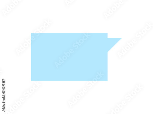 ミニマルな長方形吹き出しB：カクカク右上水色