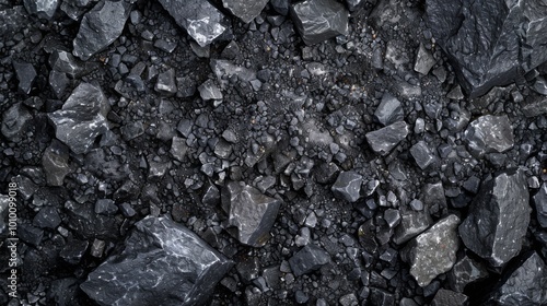 Wallpaper Mural A pile of dark black and gray stones featuring a rough texture, perfect for use in designs that require a rugged and natural aesthetic, such as landscaping themes. Torontodigital.ca