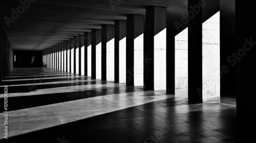 Abstract Architecture  Concrete Columns and Shadows
