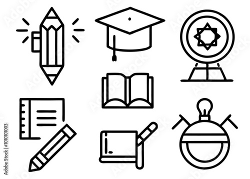 Vector Education Icon Set. Fillio Black Icon Series