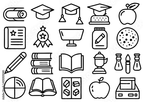 Vector Education Icon Set. Fillio Black Icon Series
