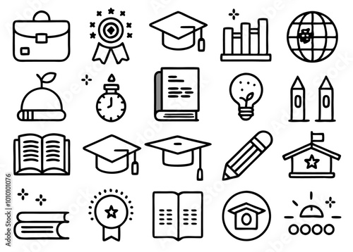 Vector Education Icon Set. Fillio Black Icon Series