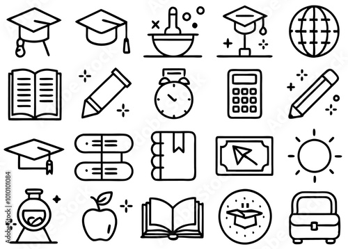 Vector Education Icon Set. Fillio Black Icon Series