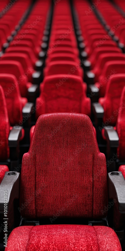 Fototapeta premium Red Theater Seats Cinema Auditorium Movie Theater Chairs Row of Seats