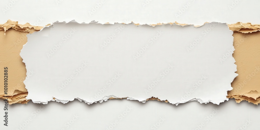 Torn White Paper with Beige Edge Abstract Background Texture Torn White Paper with Beige Edge Abstract Background Texture