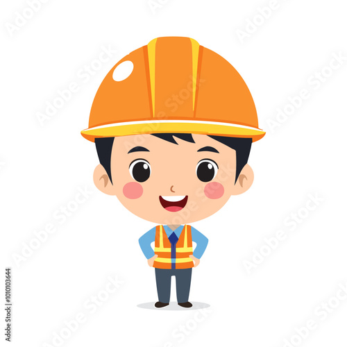 Engineer Cute Worker Job Profession Professional Occupation Cartoon Character
