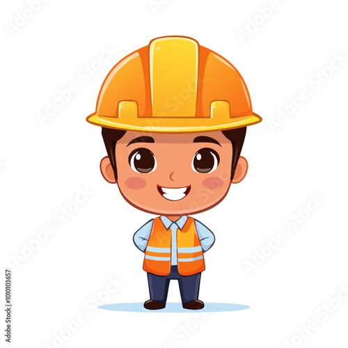 Engineer Cute Worker Job Profession Professional Occupation Cartoon Character
