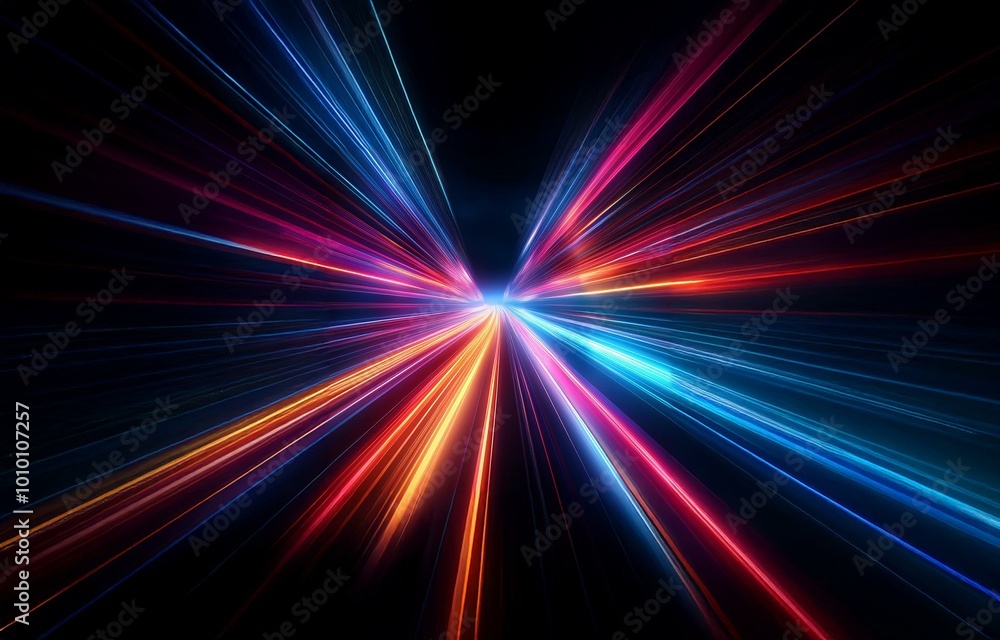 Abstract background with colorful lines radiating outward from the center. Abstract background with colorful lines radiating outward from the center.
