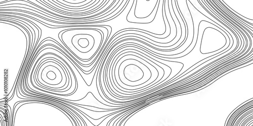 Landscape geodesy topographic map background abstract curved lines minimalist modern vector pattern, abstract line art contour pattern background with black lines on white background.