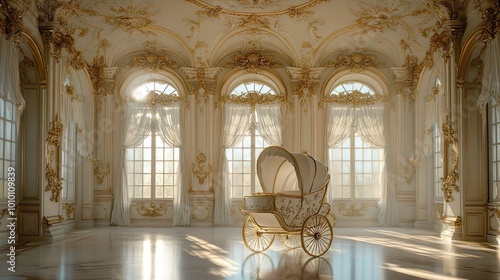 A classic extravagant European style palace room with gold decorations wide format Hand edited