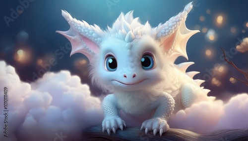 가장 귀여운 큰 눈의 화이트 알빈 베이비 드래곤, The cutest big-eyed white Alvin baby dragon