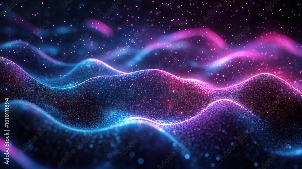 Neon blue and violet lines contrast with a dark indigo Neon blue and violet lines contrast with a dark indigo