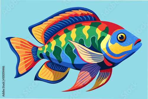  colorful fish chiclid vector illustration photo