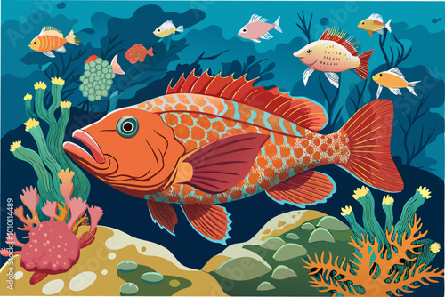 grouper the vector drawing of a sea fish  photo