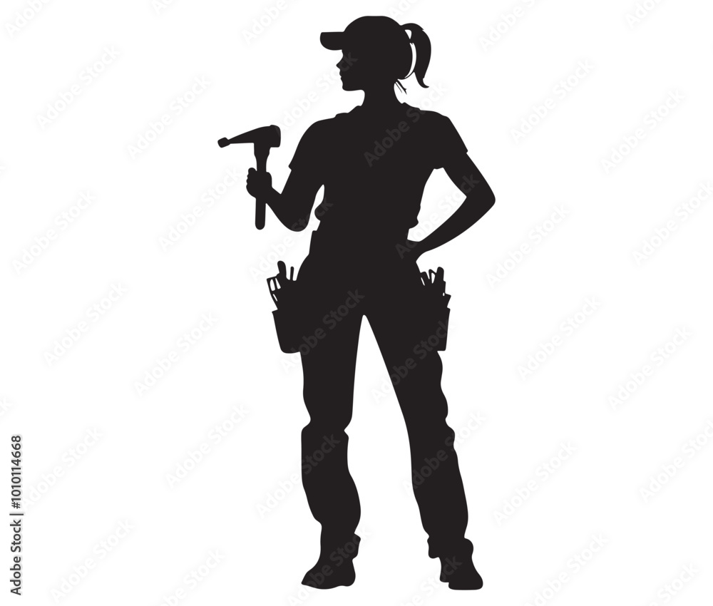 Silhouette engineer women, Girl silhouette worker, Woman engineer vector Silhouette engineer women, Girl silhouette worker, Woman engineer vector