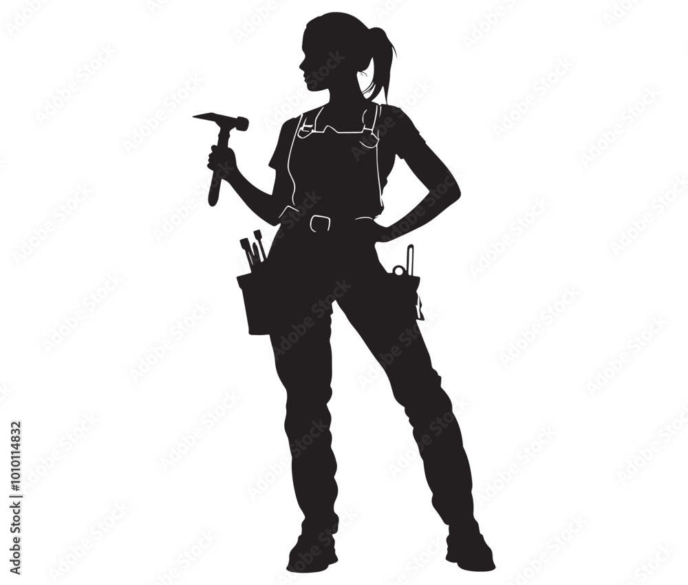 Silhouette engineer women, Girl silhouette worker, Woman engineer vector Silhouette engineer women, Girl silhouette worker, Woman engineer vector