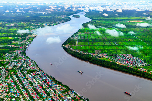 Canvas-taulu Aerial view of the Demerara river south of Georgetown in Guyana, South America