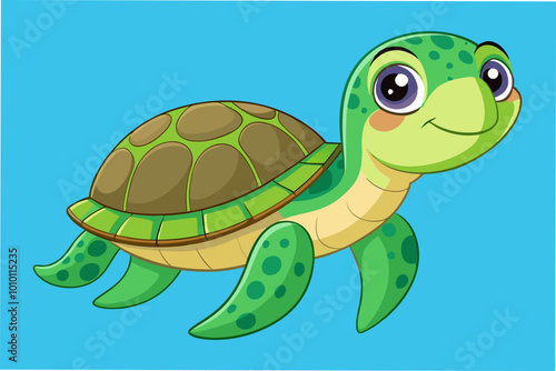  Sea turtle animal cartoon and vector art illustration