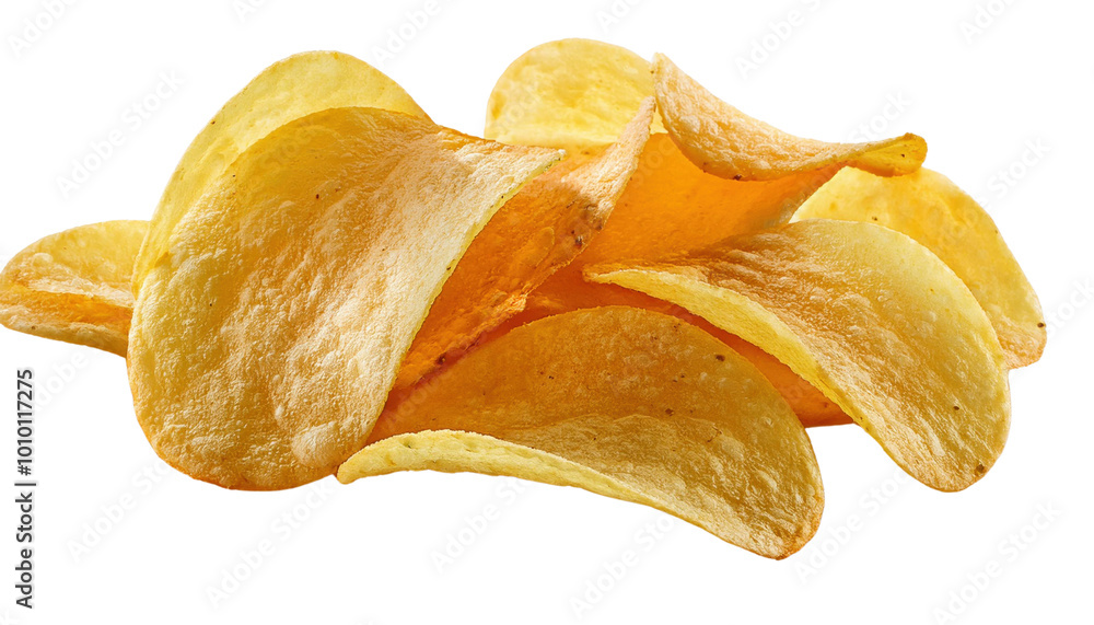 Crispy Potato Chips Isolated PNG on Transparent Background Crispy Potato Chips Isolated PNG on Transparent Background
