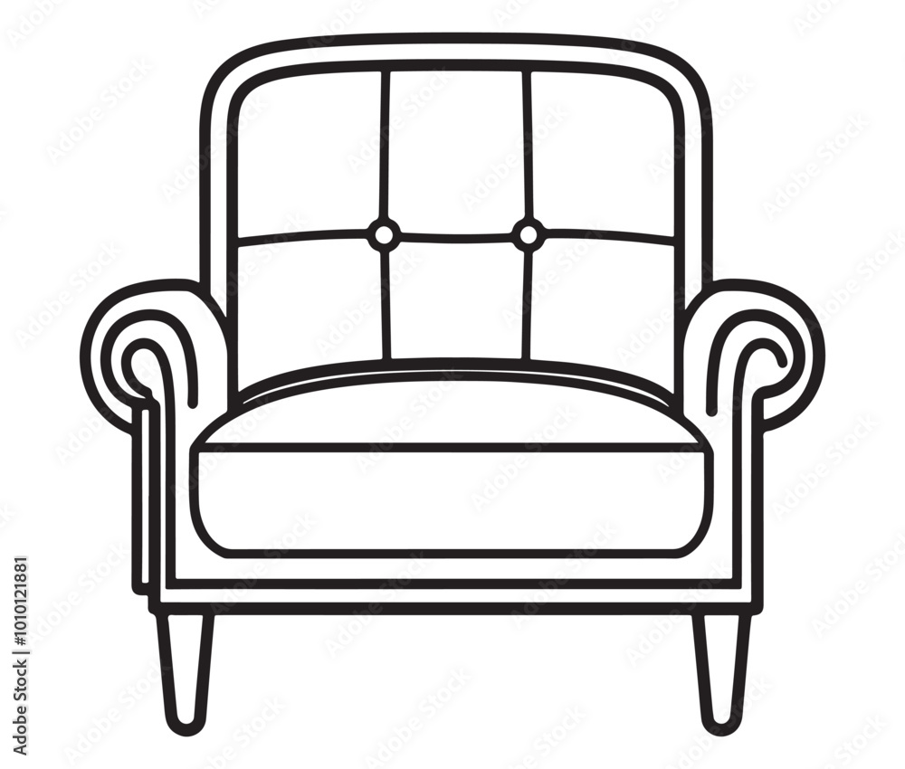 Armchair isolated on white background, Outline sofa, Armchair vector Armchair isolated on white background, Outline sofa, Armchair vector