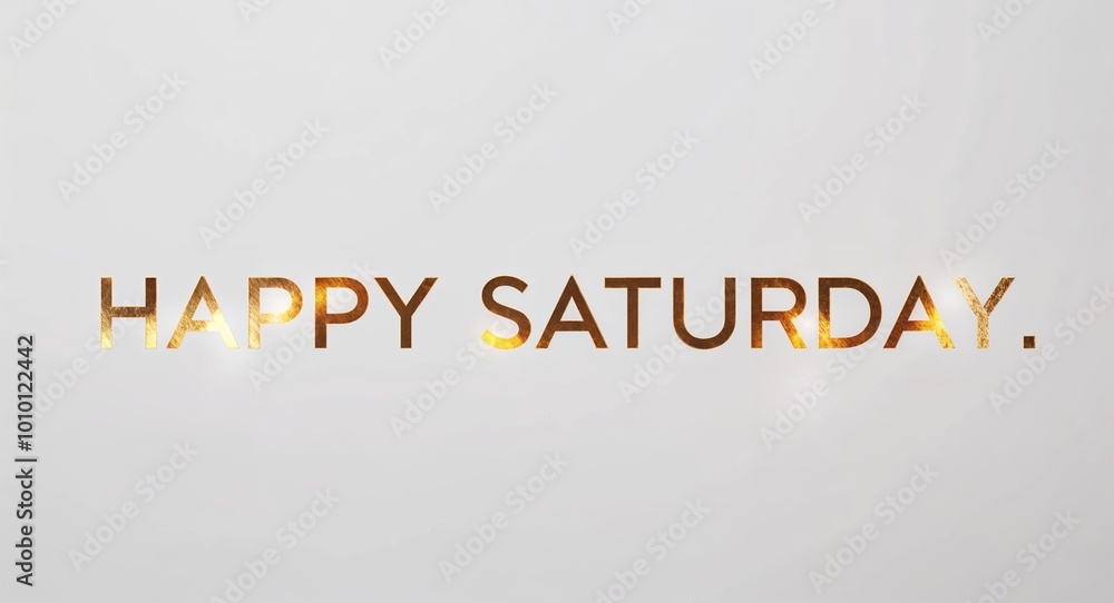 happy Saturday word lettering gold hue elegant concept on plain white background happy Saturday word lettering gold hue elegant concept on plain white background
