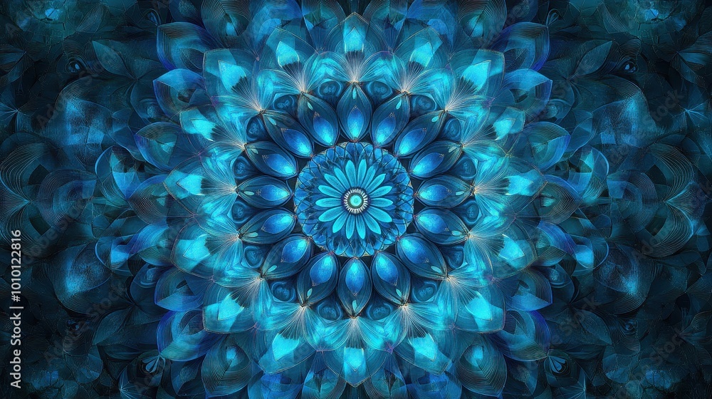 Mesmerizing Blue Floral Kaleidoscope Abstract Art Mesmerizing Blue Floral Kaleidoscope Abstract Art