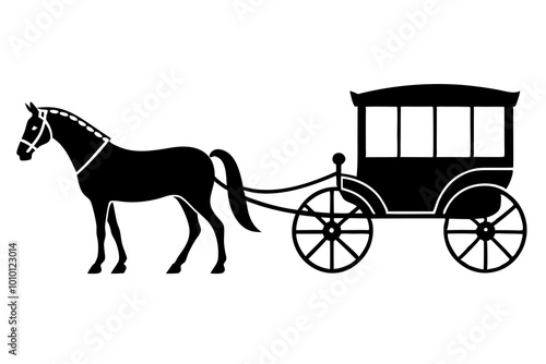  Horse and Carriage Silhouette Horse Pulling Vintage Carriage