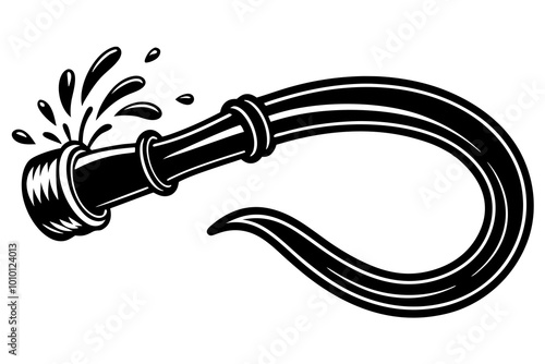 hose in water splashes silhouette vector illustration