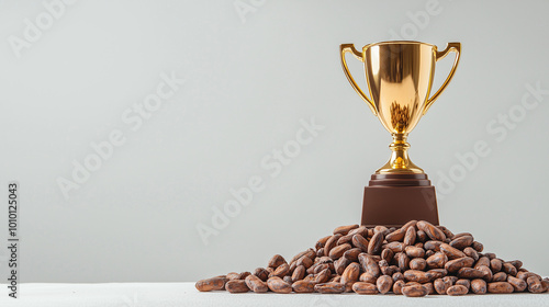 Golden Trophy on Cocoa Bean...