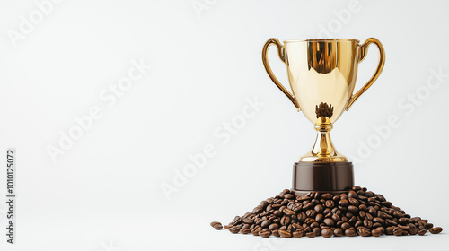 Golden Trophy on Coffee Bea...