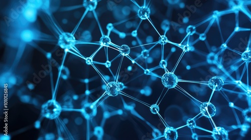 Network structure chemical bonds in molecular level of lines and points, dots and connections photo