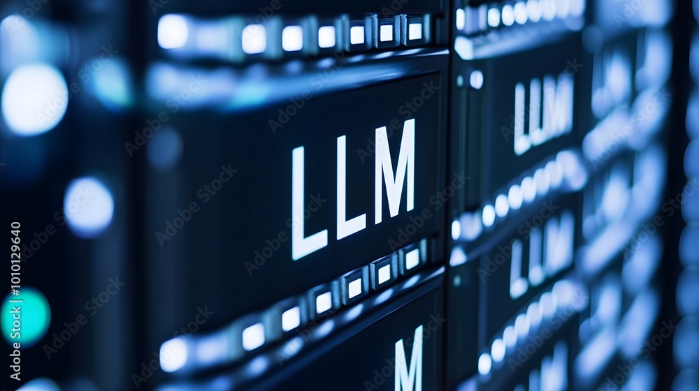 Close-up of a server rack with Close-up of a server rack with