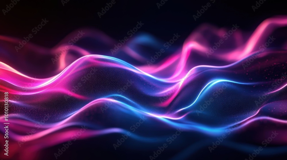 Futuristic pastel neon waves gently flowing over dark metallic textures, leaving room for text Futuristic pastel neon waves gently flowing over dark metallic textures, leaving room for text