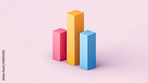 Free Download Colorful 3D Bar Graph on Soft Pink Background - GFXLoad